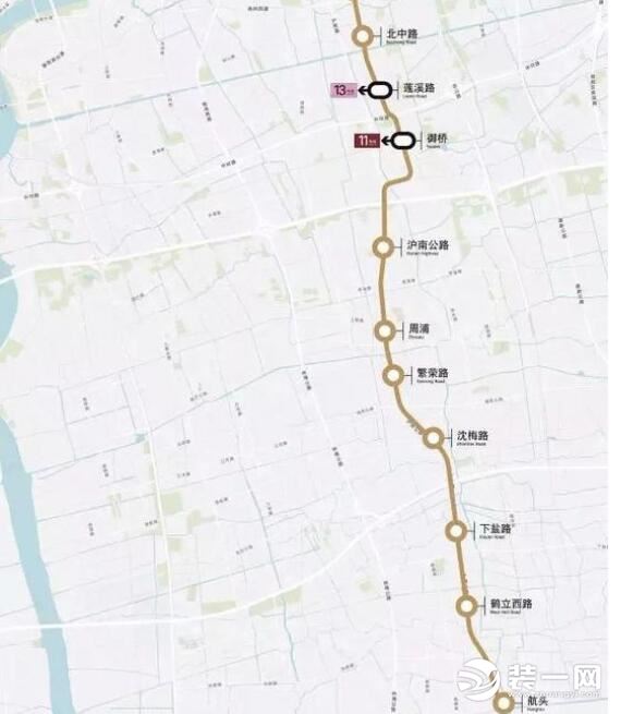 世纪公园—白杨路—莲溪路—御青路—沪南公路,终于浦东新区的航头镇